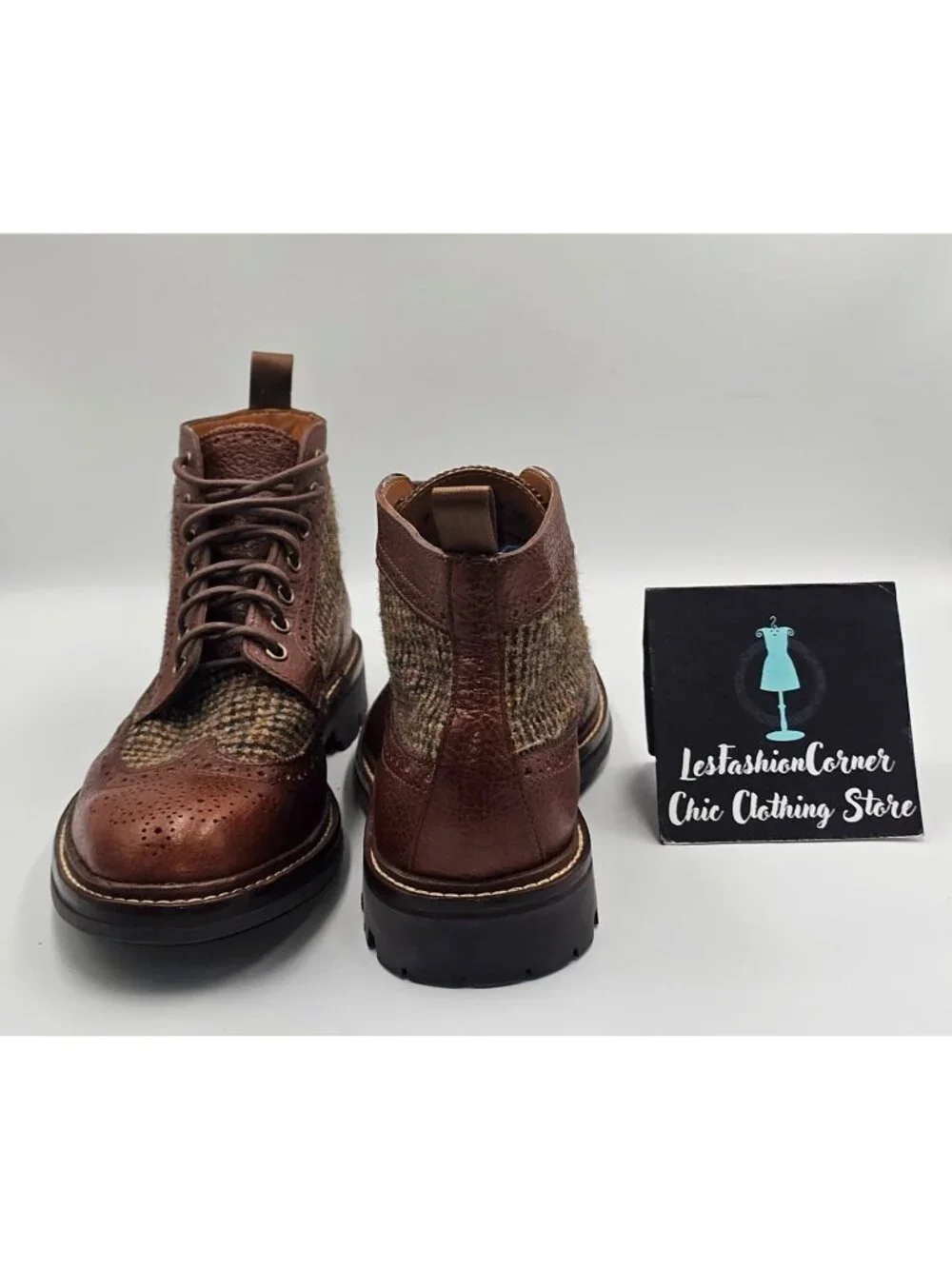 NWOB Taft Men's Brown Leather Tweed  The Boston Longwing Boots Size 9D 3654